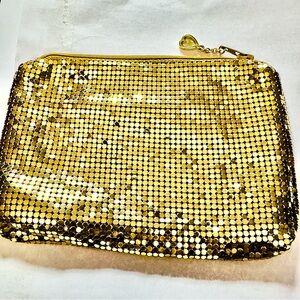 Whiting & Davis Vintage Gold Mesh Clutch Evening Bag Holiday Party Art Deco